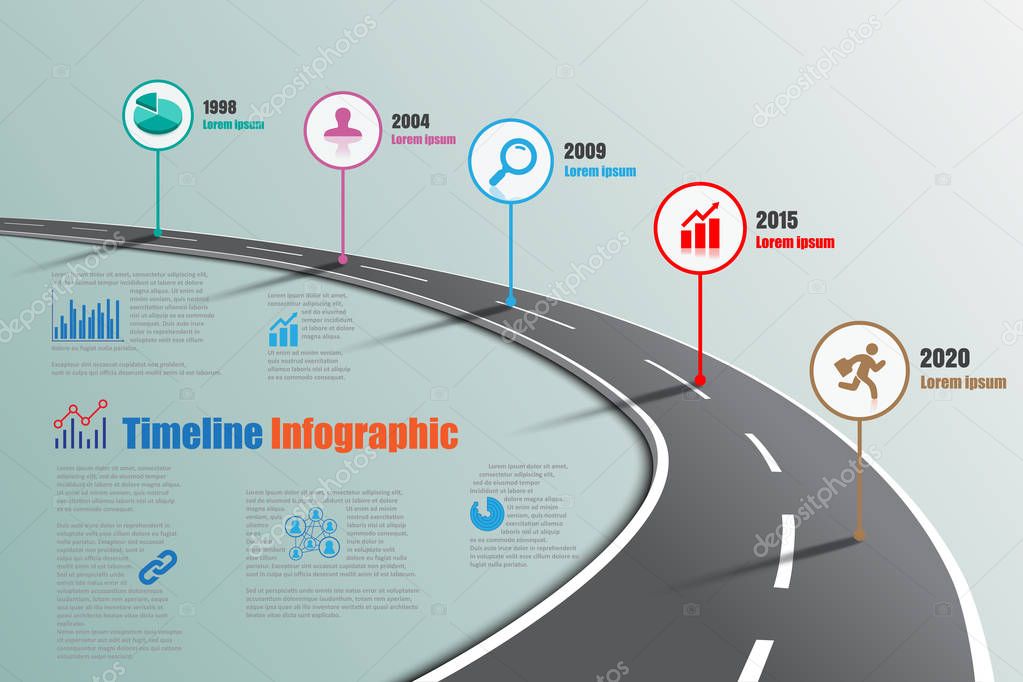 Business road signs map timeline infographic designed for abstract background template milestone element modern diagram process technology digital marketing data presentation chart Vector illustration