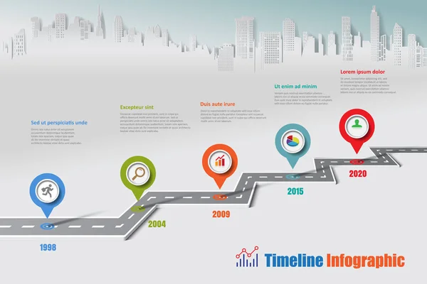 Üzleti Megjelenítése Idővonal Infographic Ikonok Tervezett Absztrakt Háttér Sablon Mérföldkő — Stock Vector