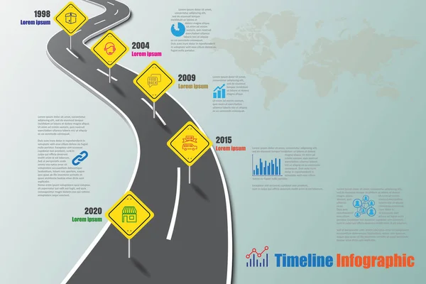 Zaman Çizelgesi Infographic Arka Plan Şablonu Kilometre Taşı Öğe Modern — Stok Vektör
