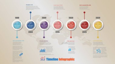 İş planlama süreci Web sayfalarını iş akışı dijital pazarlama veri sunum grafik arka plan öğeleri diyagram için tasarlanmış 7 adımlar daire ile zaman çizelgesi Infographic yol haritası. Vektör çizim