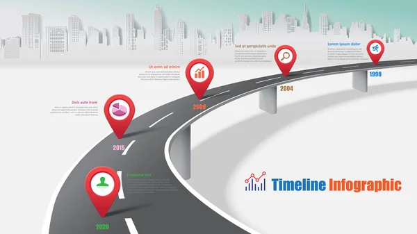 Business Road Map Tijdlijn Infographic Expressway Concepten Ontworpen Voor Abstracte — Stockvector