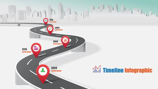 Business Road Map Timeline Infographic Expressway Concepts Designed Abstract Background — Wektor stockowy