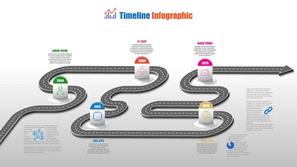 Yol Haritası Zaman Çizelgesi Infographic Şablon Arka Plan Kilometre Taşı — Stok Vektör