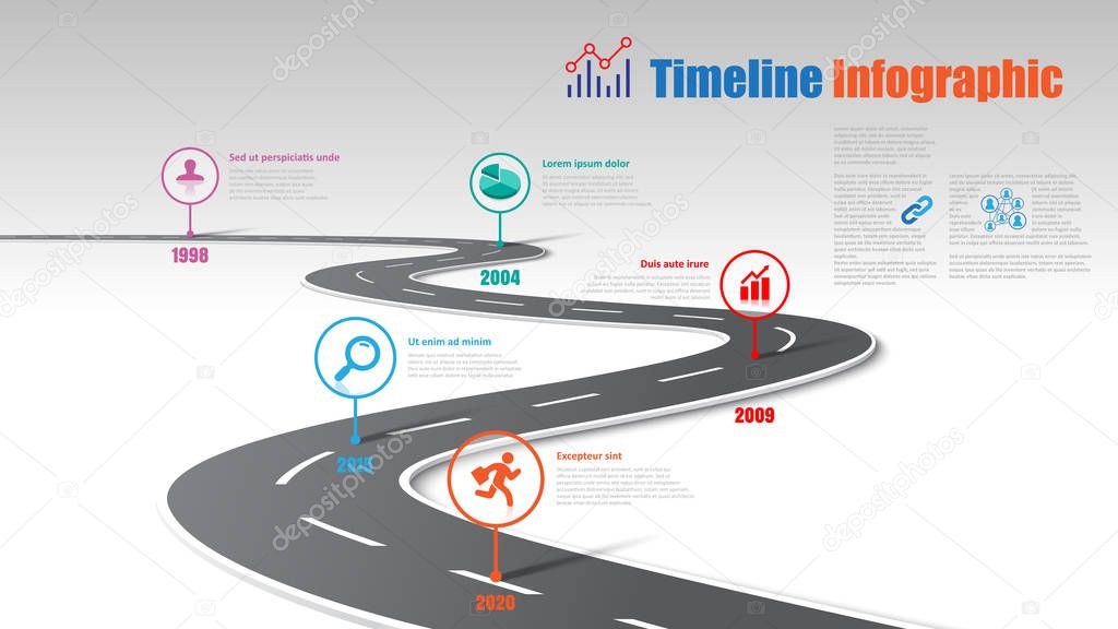 Business road map timeline infographic template with pointers designed for abstract background milestone modern diagram process technology digital marketing data presentation chart Vector illustration