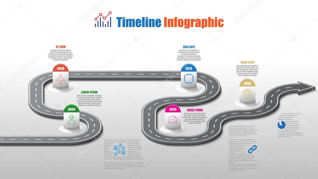 Business road map timeline infographic template with pointers designed for abstract background milestone modern diagram process technology digital marketing data presentation chart Vector illustration