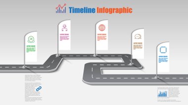 İş yol haritası zaman çizelgesi Infographic şablon arka plan kilometre taşı modern diyagramı işlem teknolojisi dijital pazarlama veri sunum grafik vektör çizim için tasarlanmış işaretçiler ile