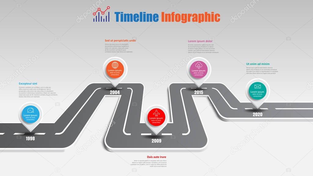 Business road map timeline infographic template with pointers designed for abstract background milestone modern diagram process technology digital marketing data presentation chart Vector illustration