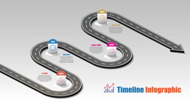 İş yol haritası zaman çizelgesi Infographic şablon arka plan kilometre taşı modern diyagramı işlem teknolojisi dijital pazarlama veri sunum grafik vektör çizim için tasarlanmış işaretçiler ile