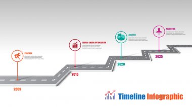 İş yol haritası zaman çizelgesi Infographic şablon arka plan kilometre taşı modern diyagramı işlem teknolojisi dijital pazarlama veri sunum grafik vektör çizim için tasarlanmış işaretçiler ile