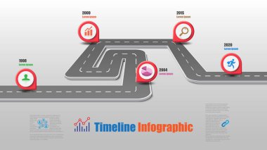 İş yol haritası zaman çizelgesi Infographic şablon arka plan kilometre taşı modern diyagramı işlem teknolojisi dijital pazarlama veri sunum grafik vektör çizim için tasarlanmış işaretçiler ile
