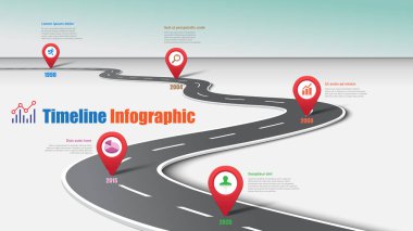 Arka plan şablonu kilometre taşı öğe modern diyagramı işlem teknolojisi dijital pazarlama veri sunum grafiği için vektör çizim tasarlanmış iş yol haritası zaman çizelgesi Infographic dünya