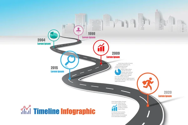 Ütemterv Ütemterv Infographic Város Tervezett Absztrakt Háttér Sablon Mérföldkő Elem — Stock Vector