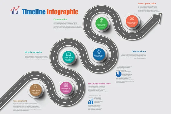 Roteiro Negócios Modelo Infográfico Linha Tempo Com Ponteiros Projetados Para Gráficos Vetores