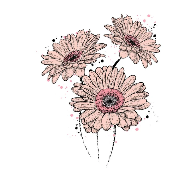 Krásná gerbera. Vektorové ilustrace pro kartu nebo plakát, tisk na oblečení. Květiny. — Stockový vektor