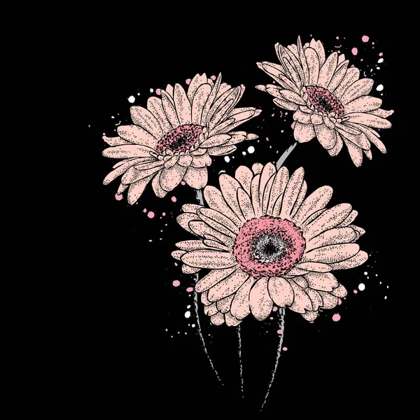 Prachtige gerbera. Vector illustratie voor een kaart of poster, kleding bedrukken. Bloemen. — Stockvector