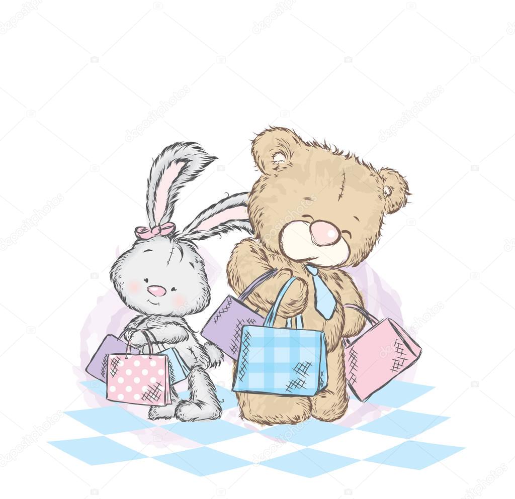 teddy bear and bunny