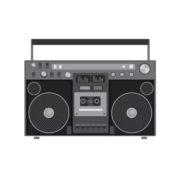 Retro-Audio-Player im flachen Stil. Vektor-Illustration für eine Karte oder ein Poster, Druck auf Kleidung. Musik. — Stockvektor