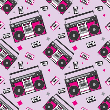 Düz bir tarzı Retro müzik çalar. Bir kartı veya poster, elbiselere yazdırma için vektör çizim. Müzik.