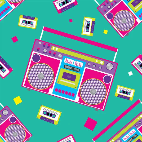 Retro-Audio-Player im flachen Stil. Vektor-Illustration für eine Karte oder ein Poster, Druck auf Kleidung. Musik. — Stockvektor