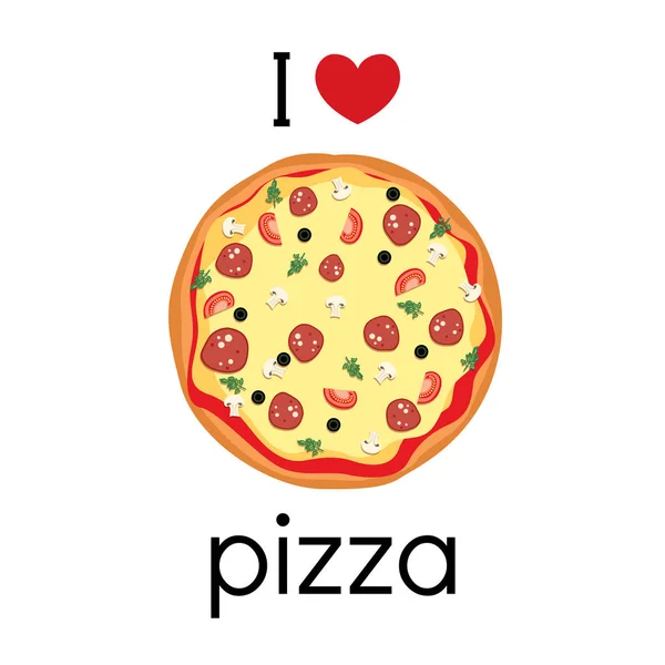 Hermosa pizza pintada en un estilo plano. Comida sabrosa. Ilustración vectorial . — Vector de stock