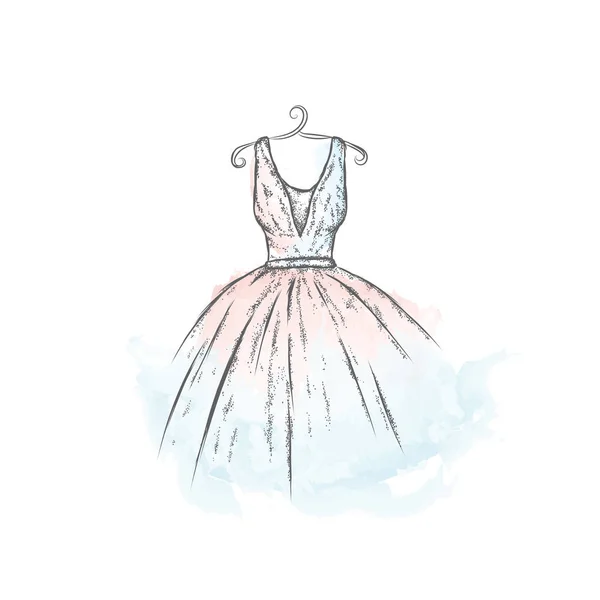 Robe dans le vecteur. Dessiner des vêtements. Vintage. Mode . — Image vectorielle