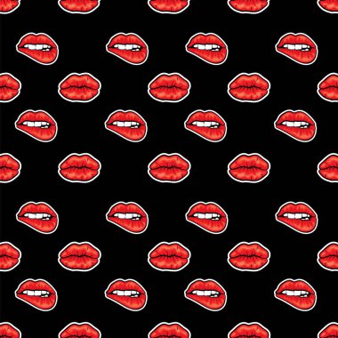 Arka plan güzel dudaklarında ruj ve parlak. Moda ve stil. Vektör çizim.