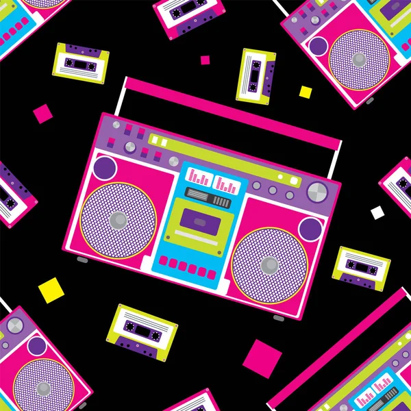 Retro-Audio-Player im flachen Stil. Vektor-Illustration für eine Karte oder ein Poster, Druck auf Kleidung. Musik. — Stockvektor