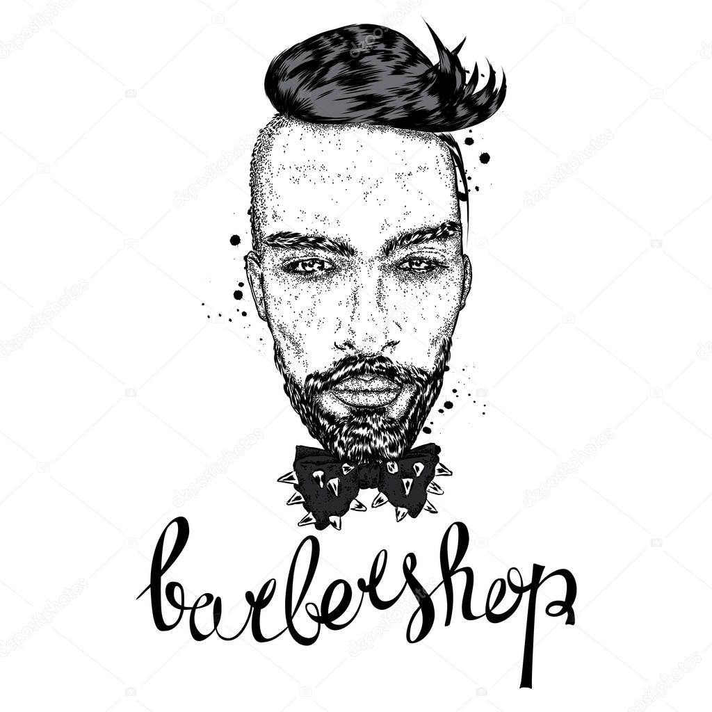 Handsome guy with a fashionable hairstyle. Vector illustration.