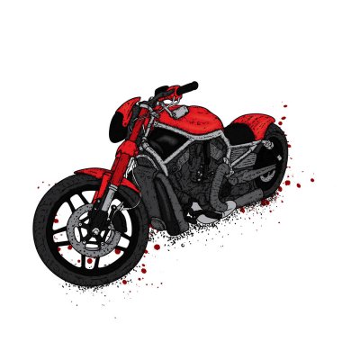 Güzel bir motosiklet. Vektör çizim için bir kartpostal veya bir poster. Taşıma.