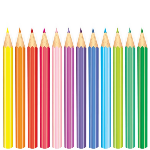 Ensemble de crayons multicolores. Illustration vectorielle. Créativité et dessin. Cours d'école et de dessin . — Image vectorielle