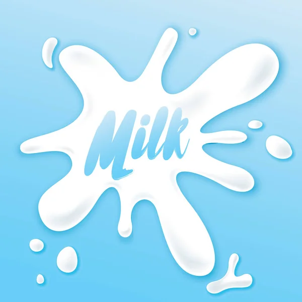 A beautiful puddle of spilled milk. Vector illustration. Milk drink. Ready-made advertising concept or set of elements for design. — Stock Vector