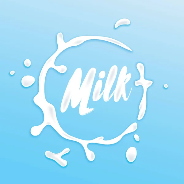 Güzel bir su birikintisi dökülmüş süt. Vektör çizim. Süt içilir. Hazır reklam genel kavram ya da tasarım öğeleri kümesi. — Stok Vektör