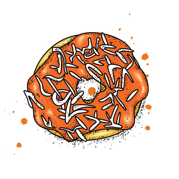 Vackra färgglada donut. Vektorillustration för vykort eller affisch, tryck på kläder. Mat och desserter. — Stock vektor