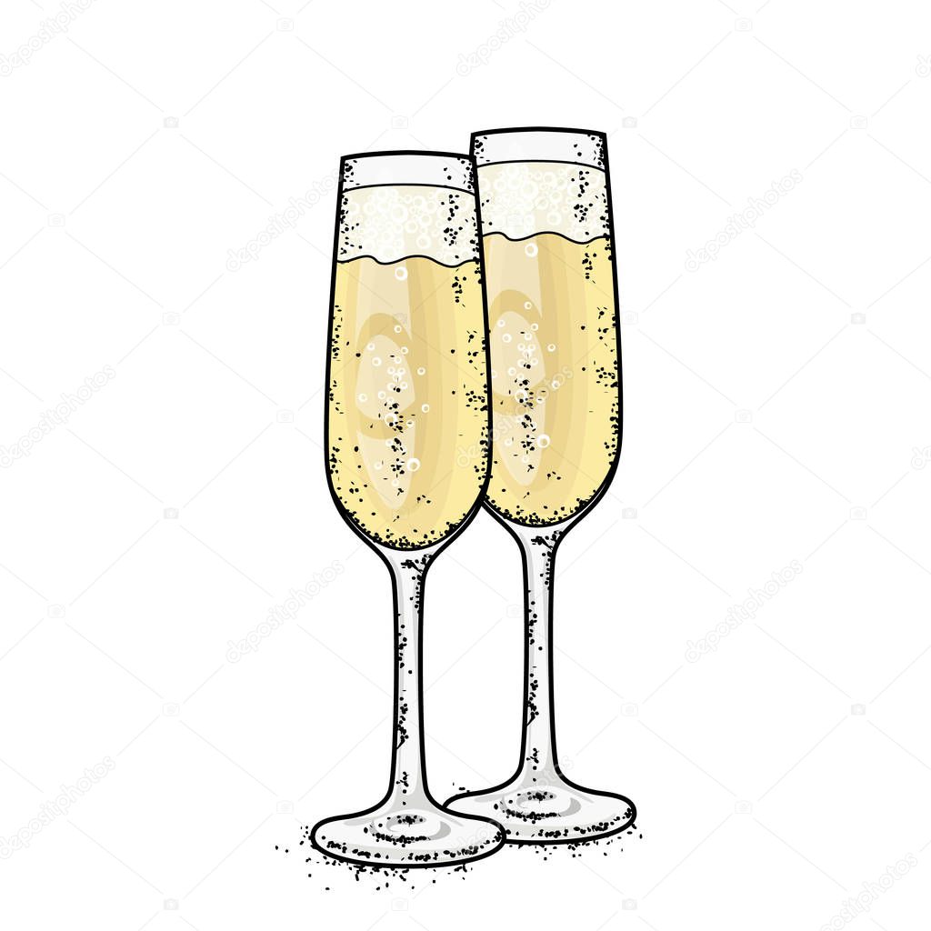 Glasses of champagne. Vector illustration.