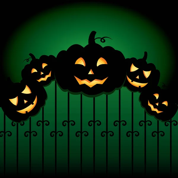 Diseño listo con calabazas de Halloween con sonrisas talladas. Ilustración vectorial para una postal o un póster, impresión en la ropa . — Vector de stock