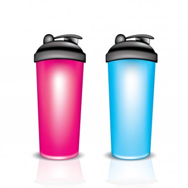 Bir cam bir protein kokteyl için. Spor ve beslenme. Vektör çizim. Spor, fitness, vücut geliştirme.