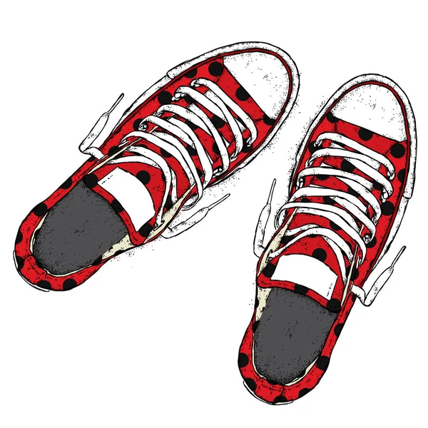 Magnifiques baskets. Illustration vectorielle pour une image ou une affiche. Chaussures de jeunesse. Sports, course et marche . — Image vectorielle