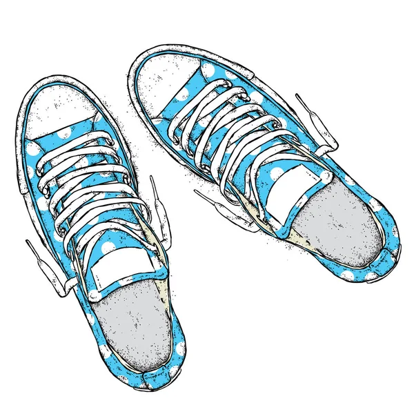 Hermosas zapatillas. Ilustración vectorial para una imagen o póster. Zapatos juveniles. Deportes, correr y caminar . — Archivo Imágenes Vectoriales