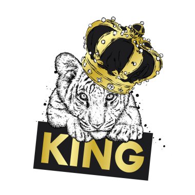 Güzel kaplan Crown. Vektör çizim.