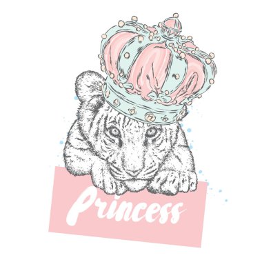 Güzel kaplan Crown. Vektör çizim.