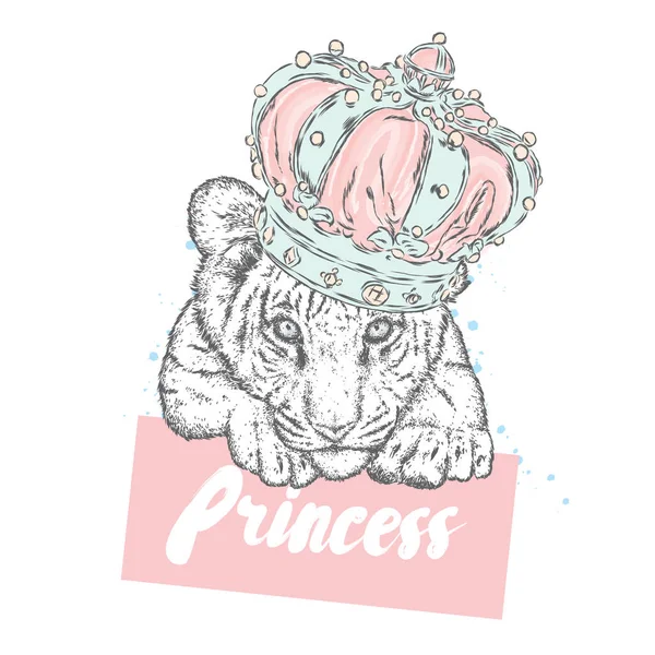 Güzel kaplan Crown. Vektör çizim.