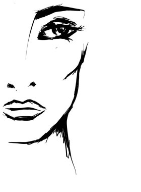 Güzel kız. Vektör çizim bir kartpostal veya poster, giysiler için yazdırma için. Moda, stil ve güzellik.