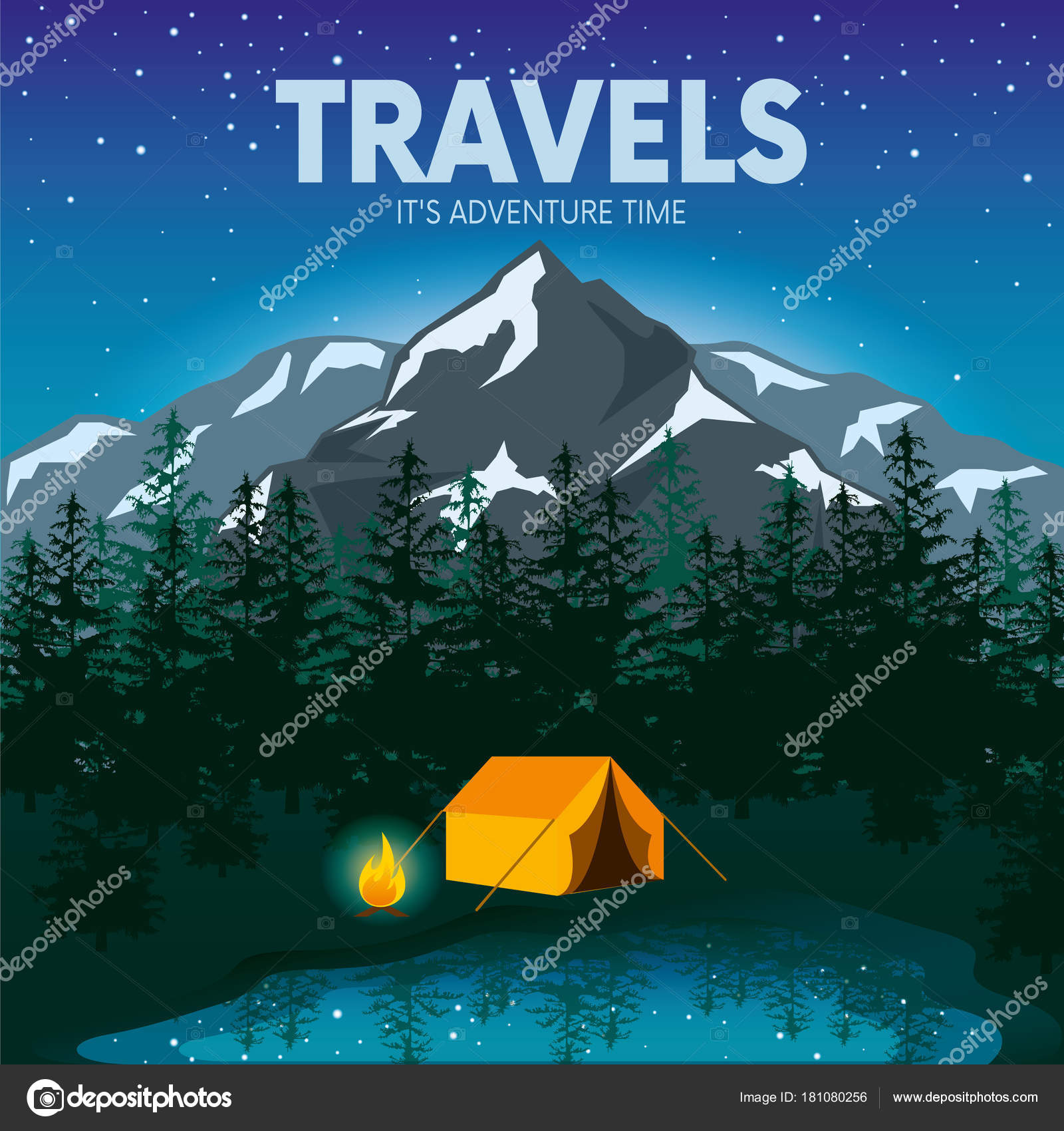 Day Night Camping Mountains Forest Tent Fire Vertical Internet Banners Vector Image By C Vitalygrin Vector Stock 181080256