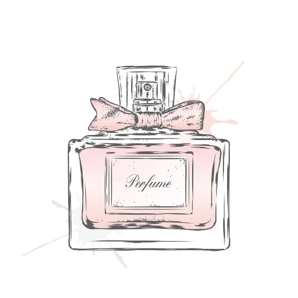 Une Belle Bouteille Parfum Féminin Illustration Vectorielle Pour Une Carte — Image vectorielle
