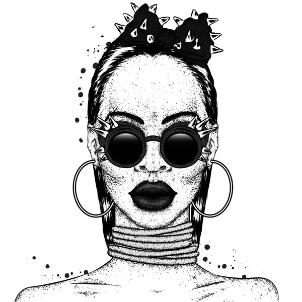 Belle Fille Africaine Portant Des Lunettes Femme Noire Illustration Vectorielle — Image vectorielle