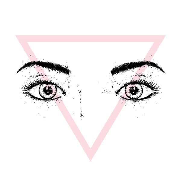 Ilustración Vectorial Con Hermosos Ojos Femeninos Moda Estilo Maquillaje Cosméticos — Vector de stock