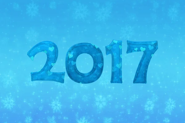 2017 feliz ano novo folha balão 3d ilustração com fundo — Fotografia de Stock