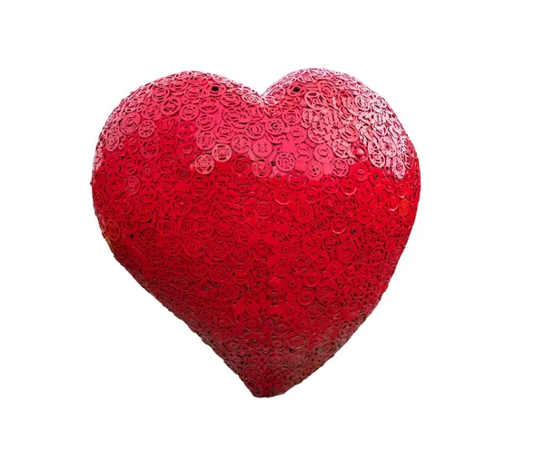 Red heart shape model made from old steel with clipping path — Stock Photo, Image