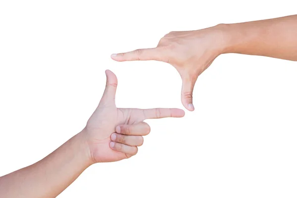 Hands showing  frame on gesture with clipping path — Stock Photo, Image