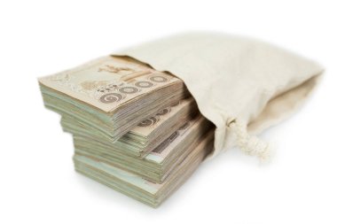 Tay banknot 1000 baht için iş, beyaz arka plan üzerinde banka